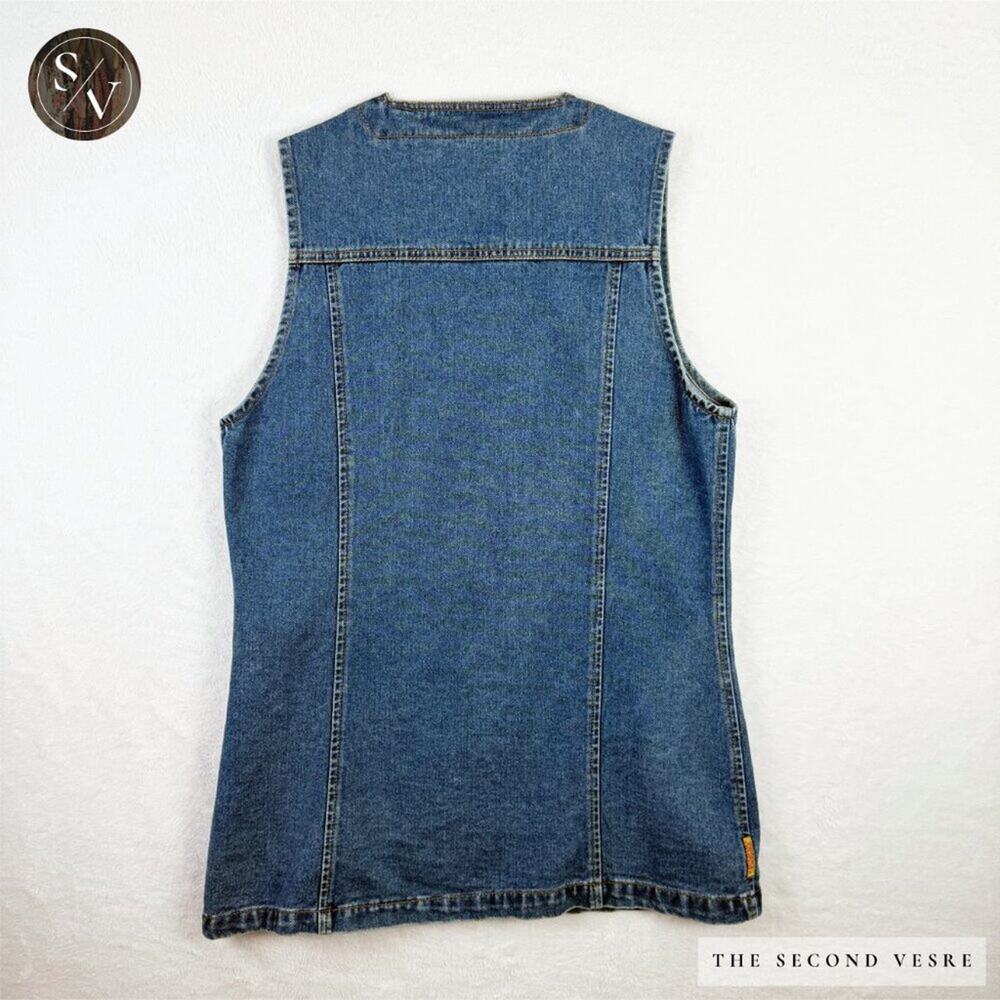 Vintage Original Jordache Medium Wash Denim Vest With Pockets - Large - Picture 6 of 12